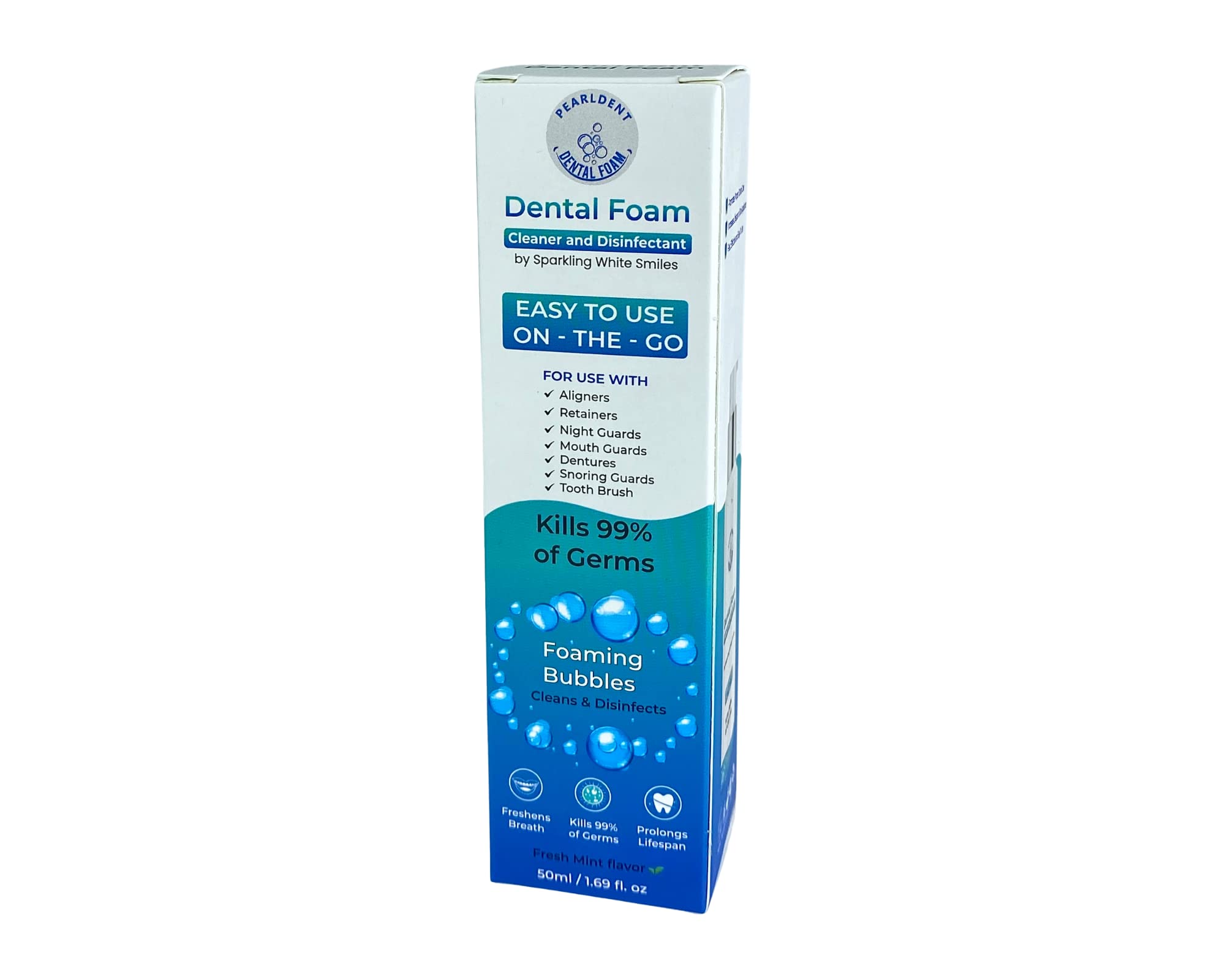 Dentures cleaned with Pearldent Dental Foam