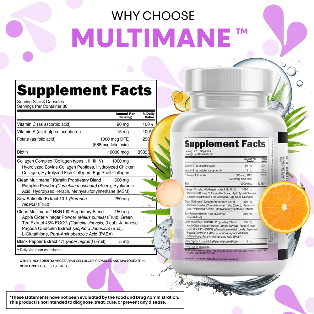 Clean Nutraceuticals biotin beauty capsules highlighting hair and nail support.