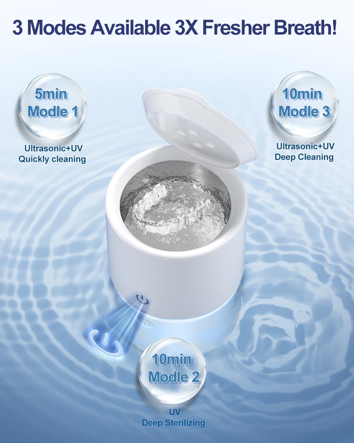 Cleans dental tools and jewelry with one-button operation