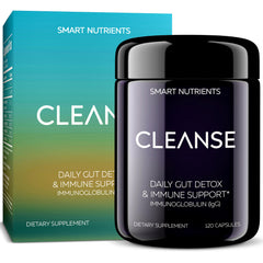 Front view of the CLEANSE IgG Dairy-Free Colostrum bottle