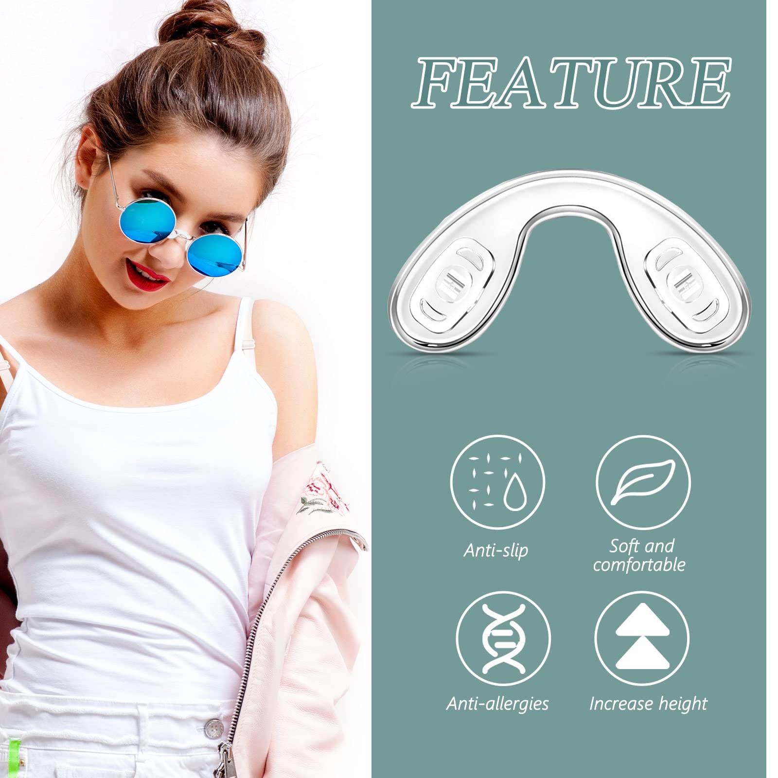 Clear silicone nose pads suitable for most eyeglasses