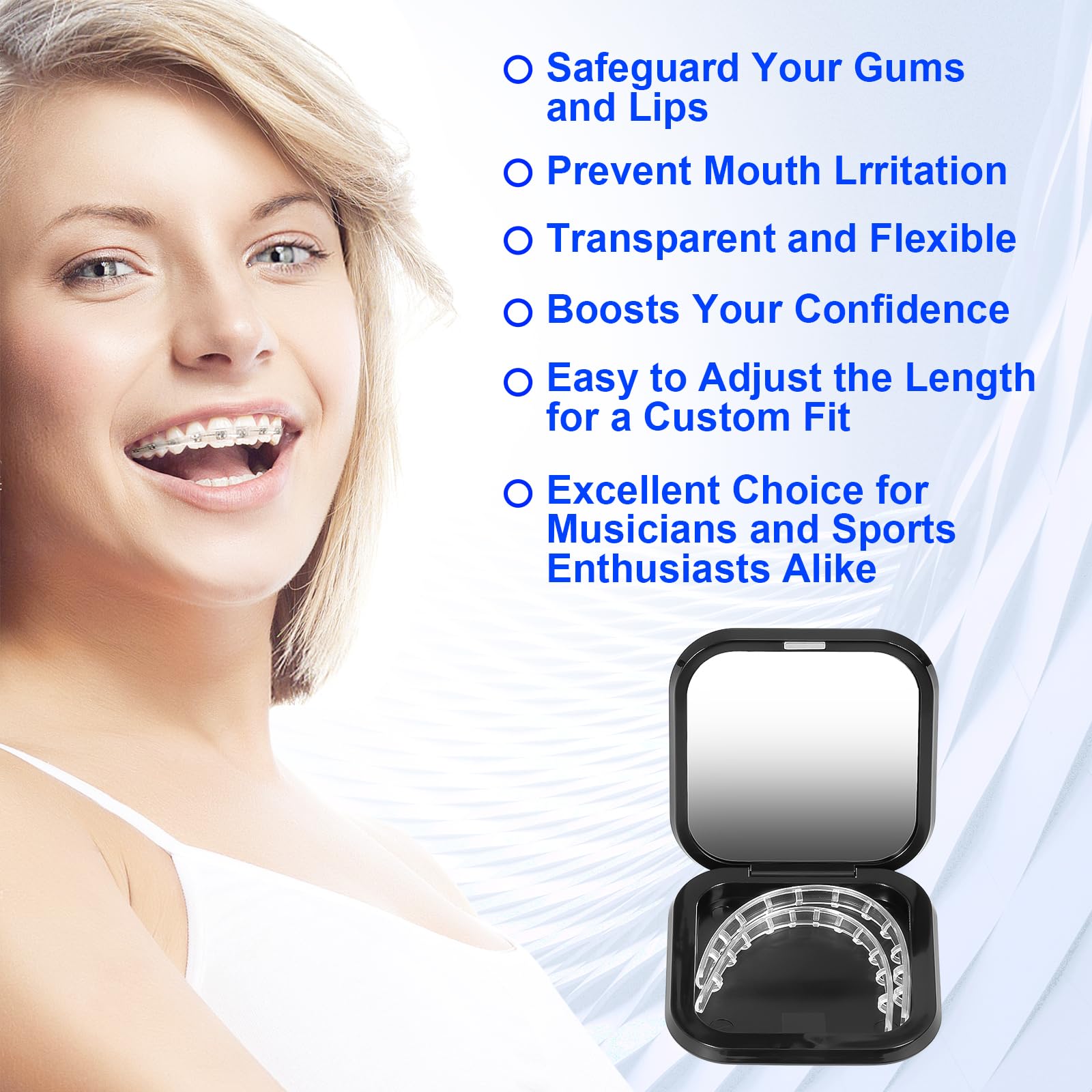 Transparent teeth shield bumper protecting lips from brackets and wires