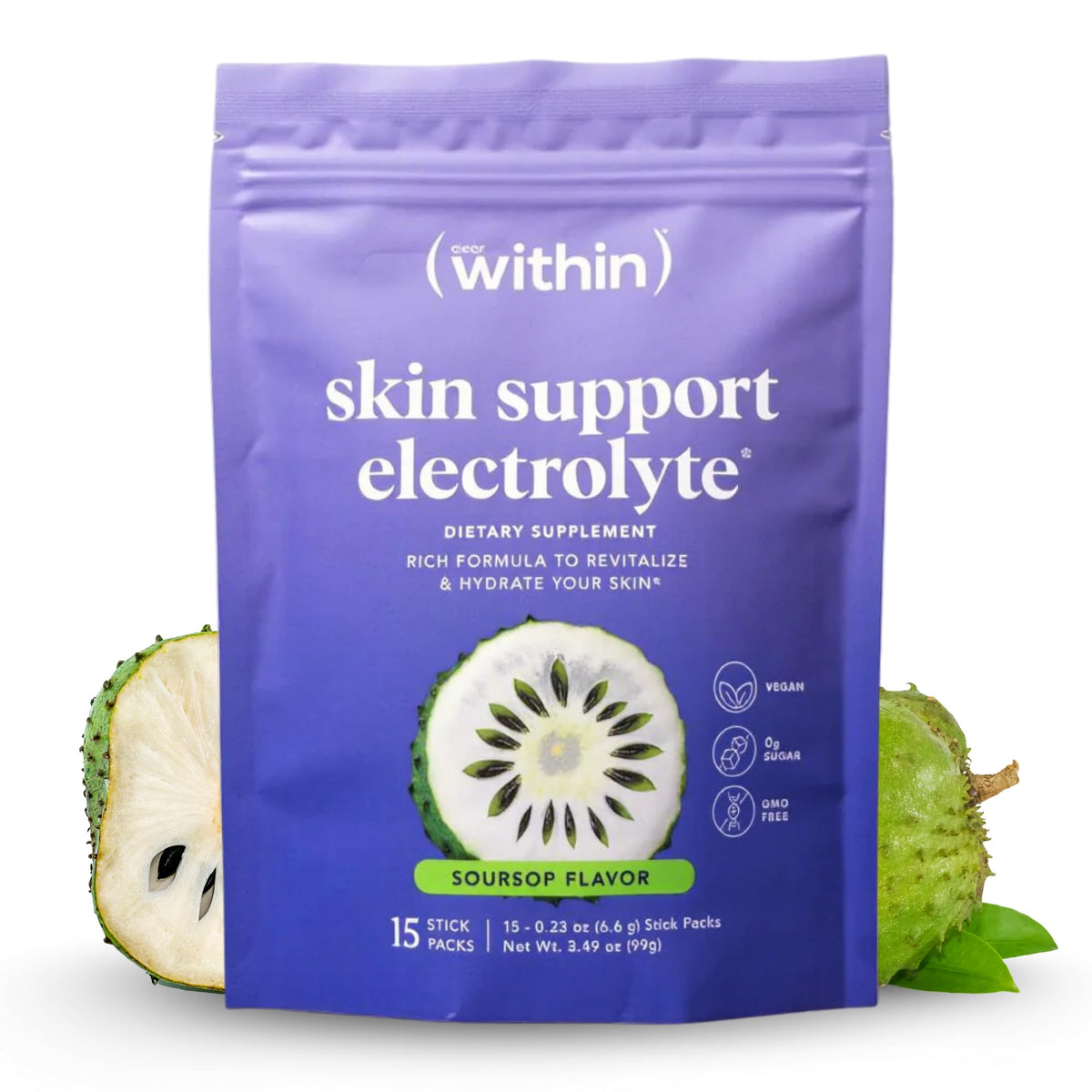 Front view of Clear Within Electrolyte Powder container