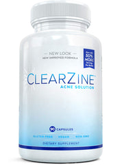 ClearZine acne pills bottle label for teens and adults