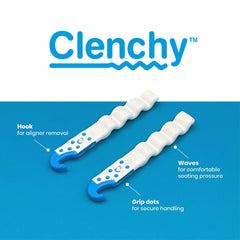 Close-up of Clenchy aligner seat dual-sided surfaces