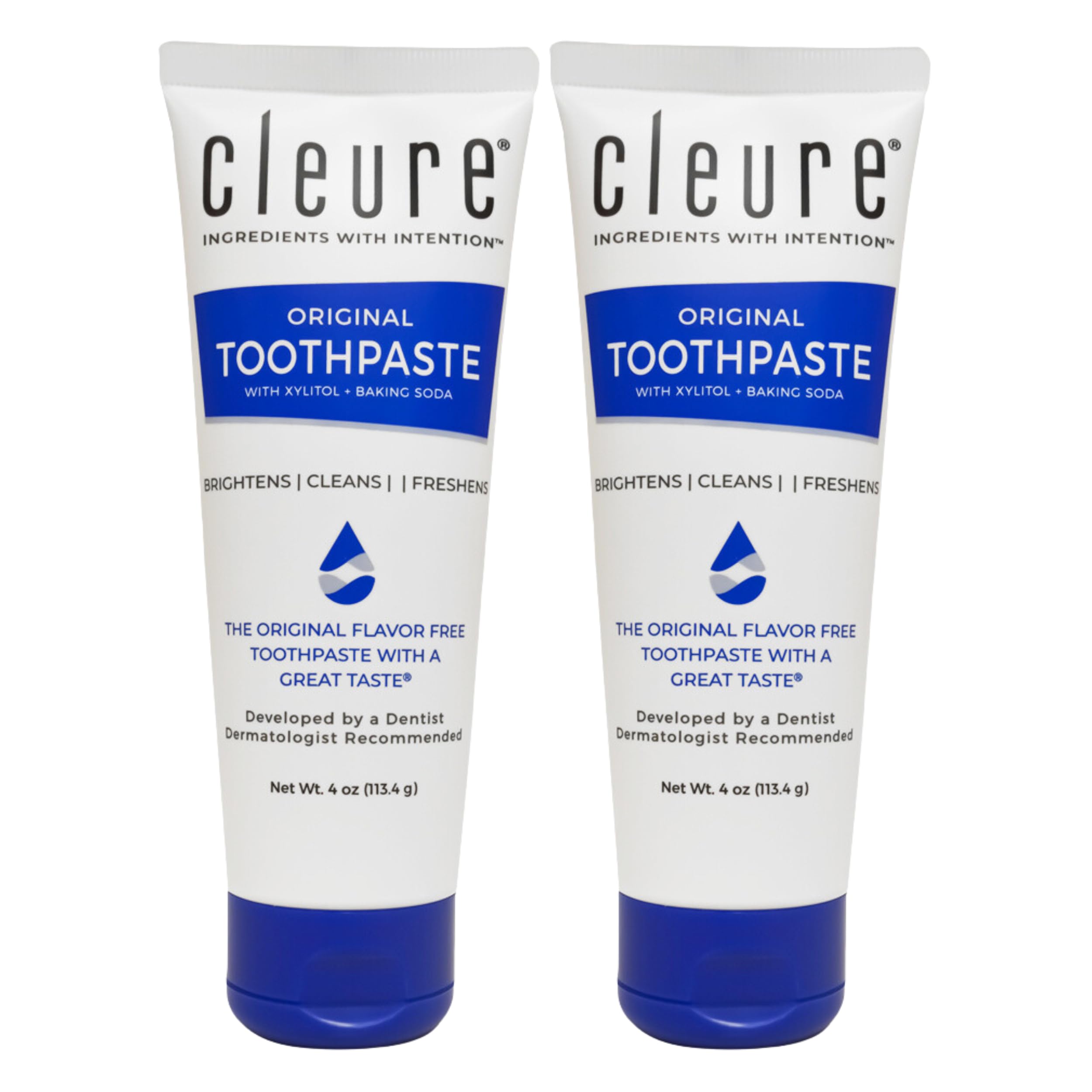 Front view of Cleure Original No Fluoride Toothpaste 4oz tube