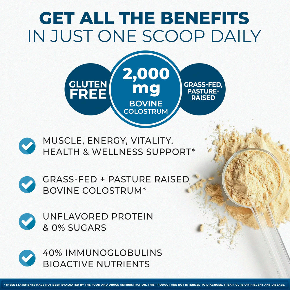 Close-up of grass-fed bovine colostrum powder