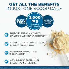 Close-up of grass-fed bovine colostrum powder
