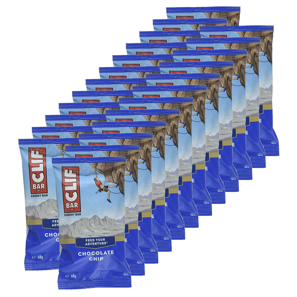 CLIF Bar Chocolate Chip bar in box highlights a 2-pack value.
