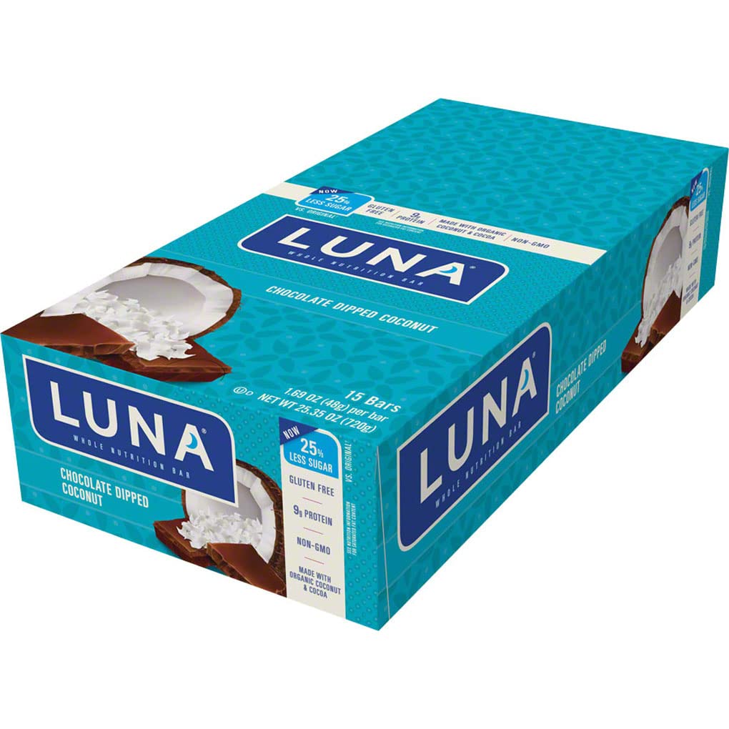 Clif Bar Luna Bar for Women Chocolate Dipped Coconut box—on-the-go energy snack