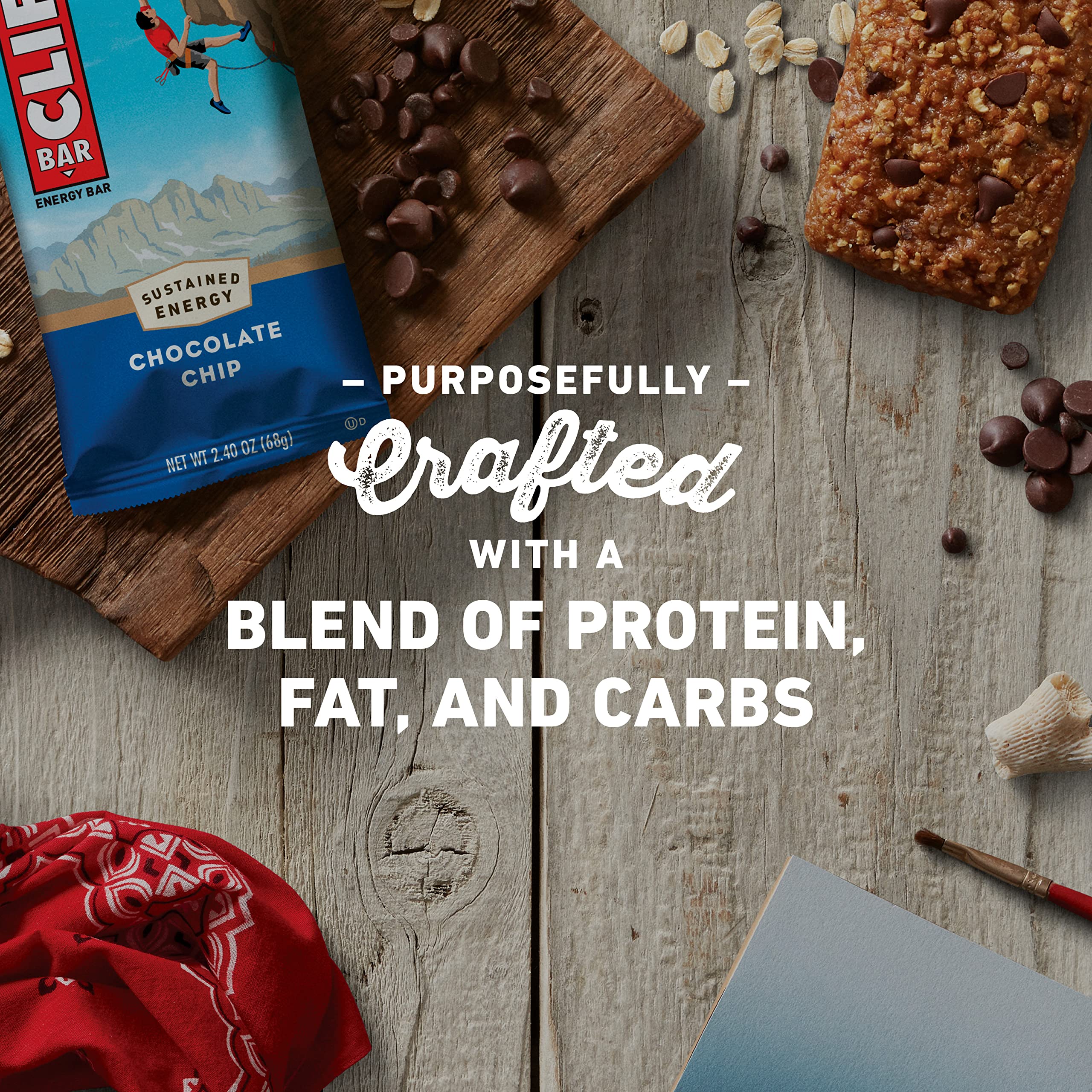 CLIF Bar nutrition panel close-up showcasing energy blend for workouts.