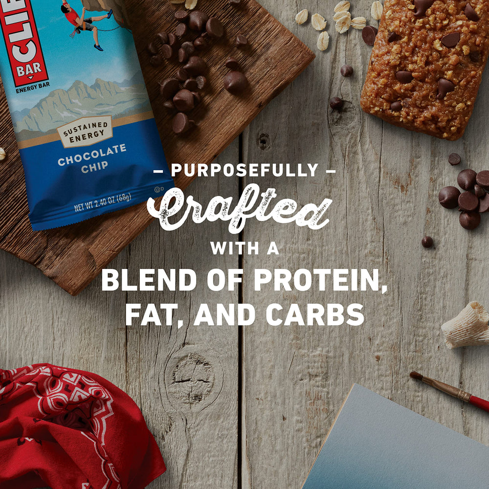 CLIF Bar nutrition panel close-up showcasing energy blend for workouts.
