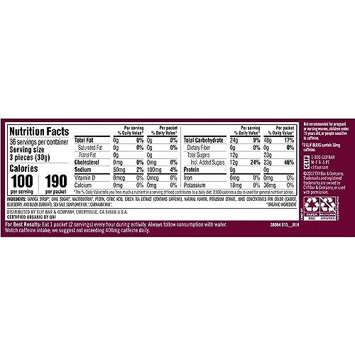 Caffeine content and energy support on label