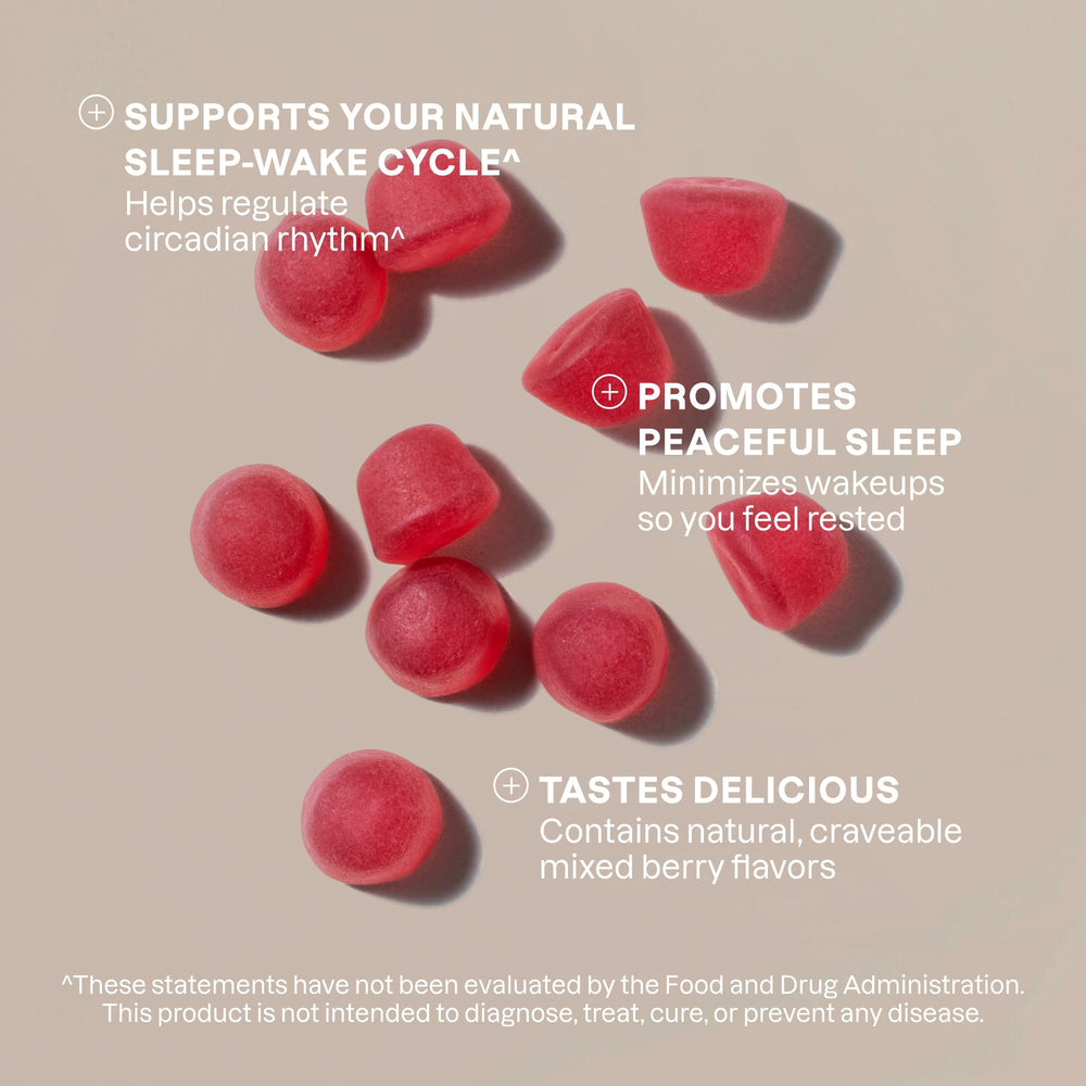 60-day supply gummies scattered to show berry flavor
