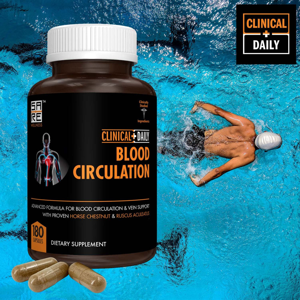 Herbal ingredients including Butcher's Broom, Horse Chestnut, and Hawthorn capsules