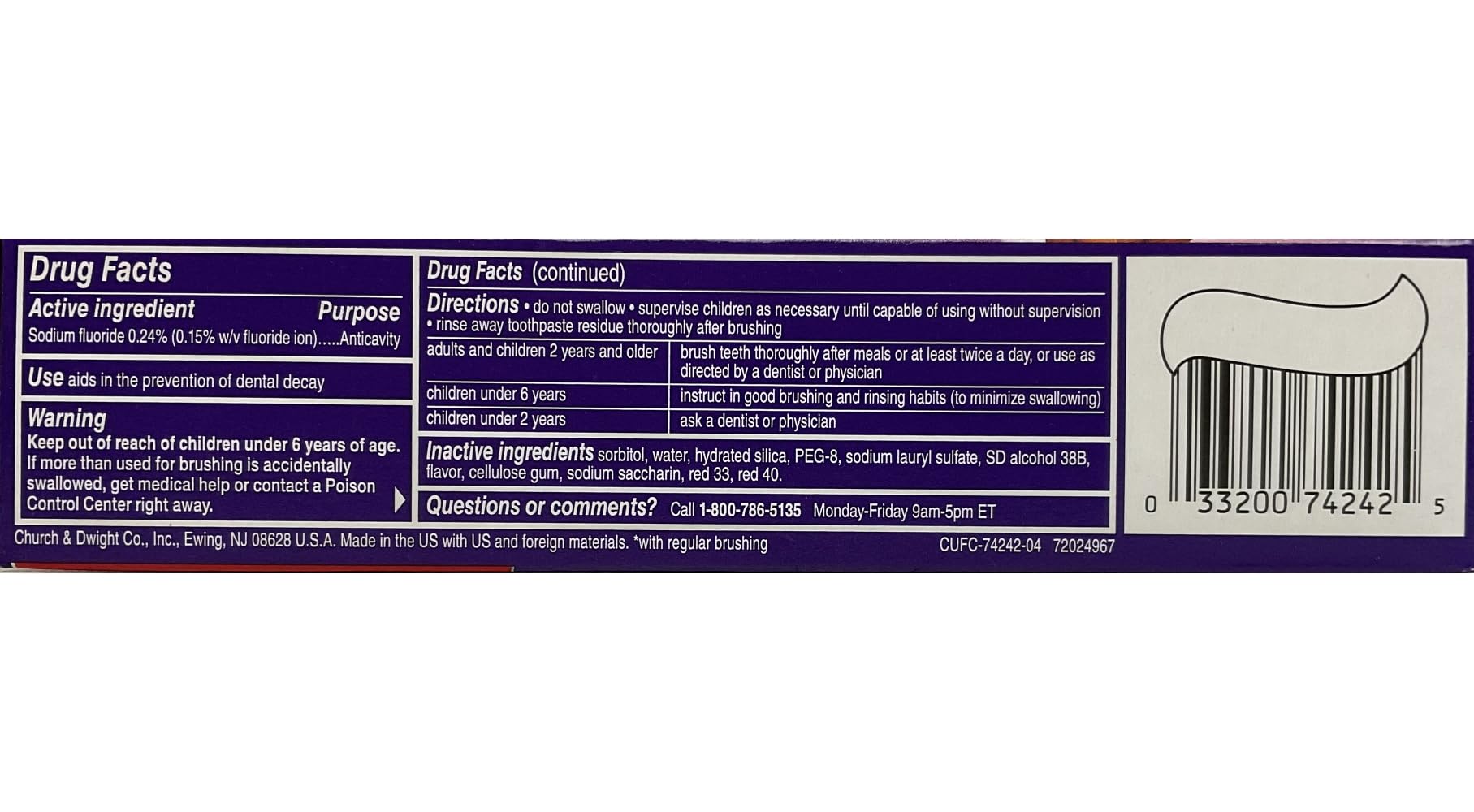 Close Up Cinnamon Red Gel toothpaste on white background