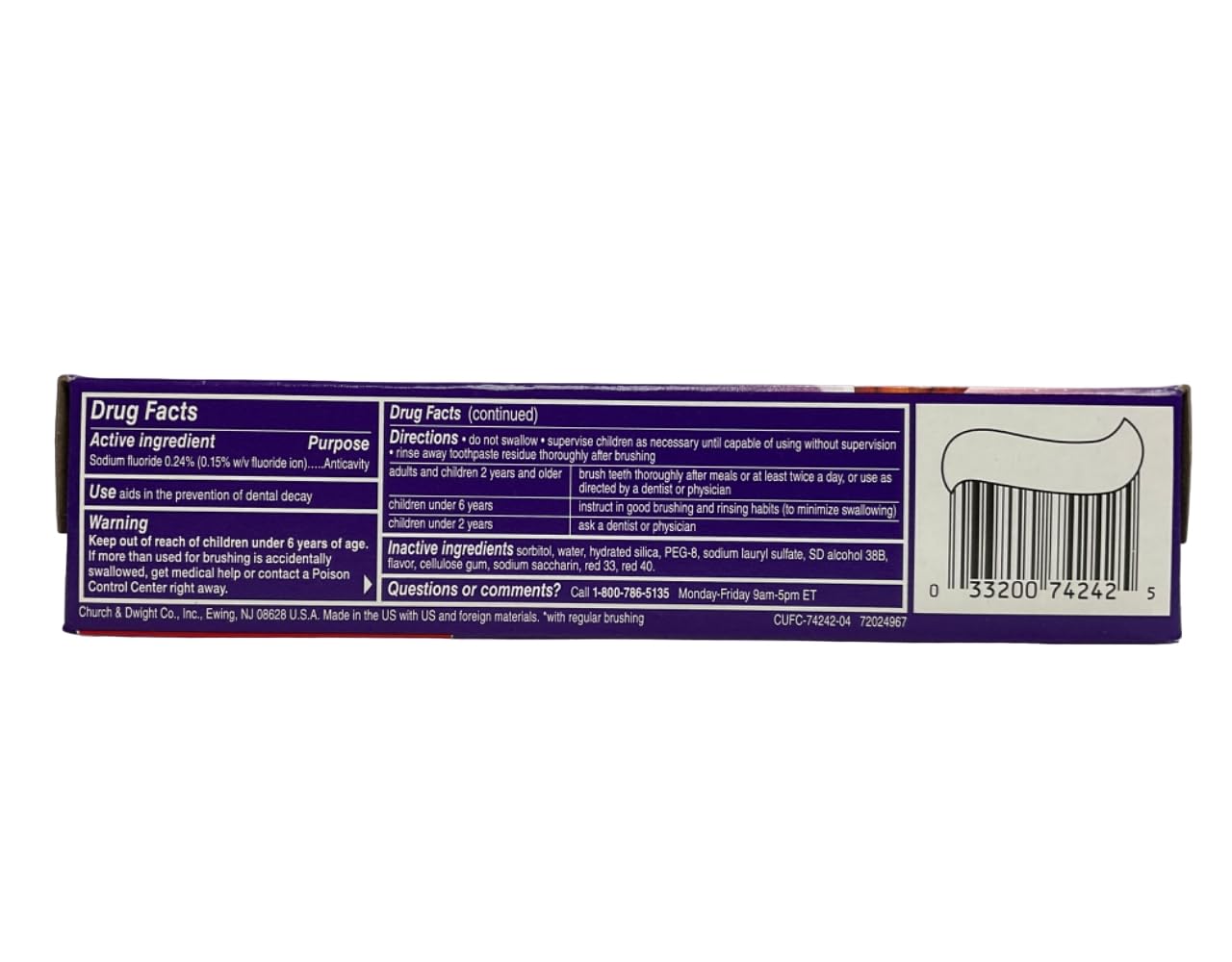 Close-Up Fluoride toothpaste red gel branding close-up with 4 oz tubes