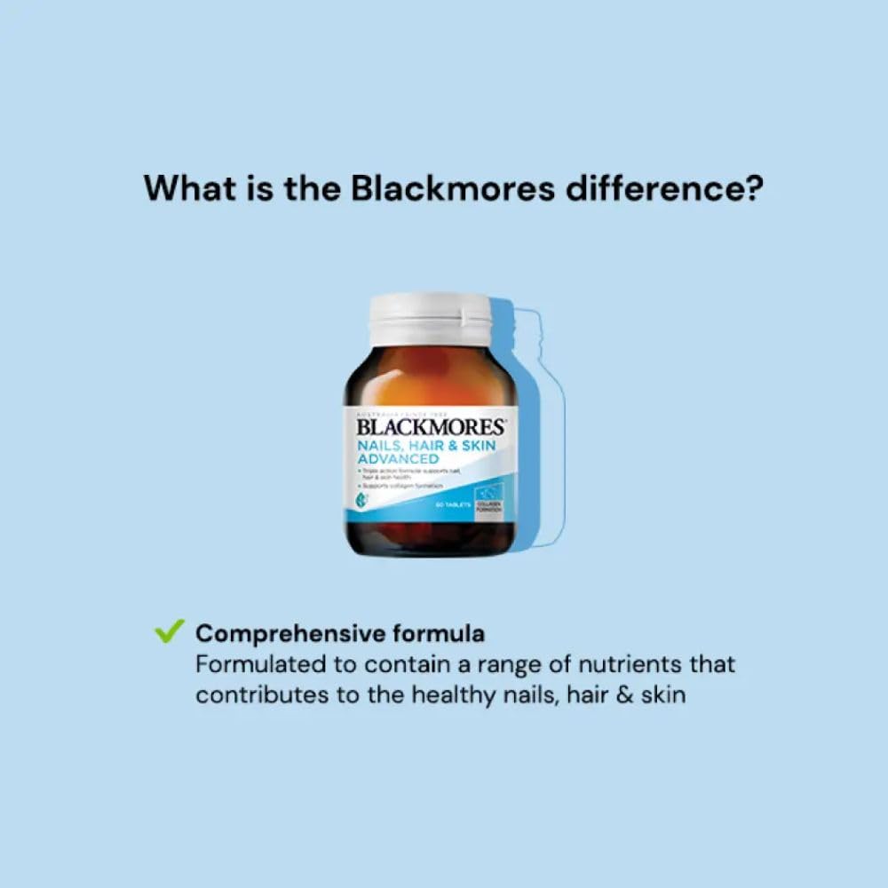 Close up of tablets from the Blackmores Nails Hair and Skin bottle