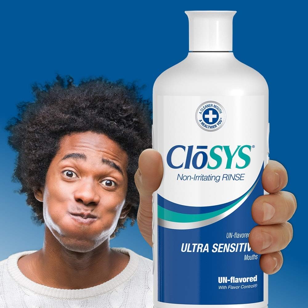 Dye-free CloSYS Ultra Sensitive Mouthwash bottle