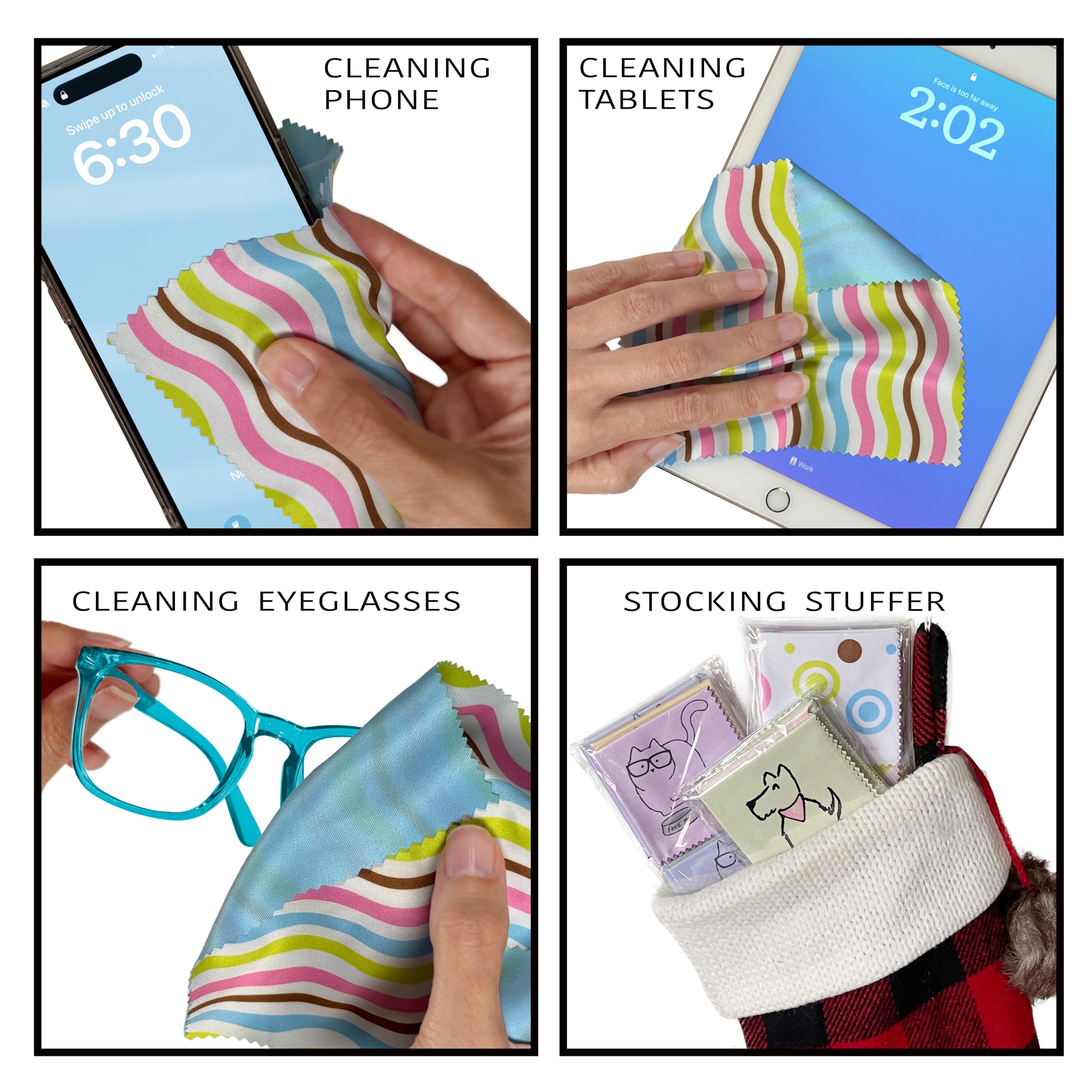 Pastel green geo-design microfiber cleaning cloth