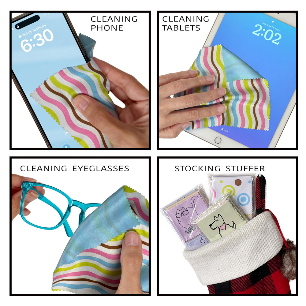 Pastel green geo-design microfiber cleaning cloth