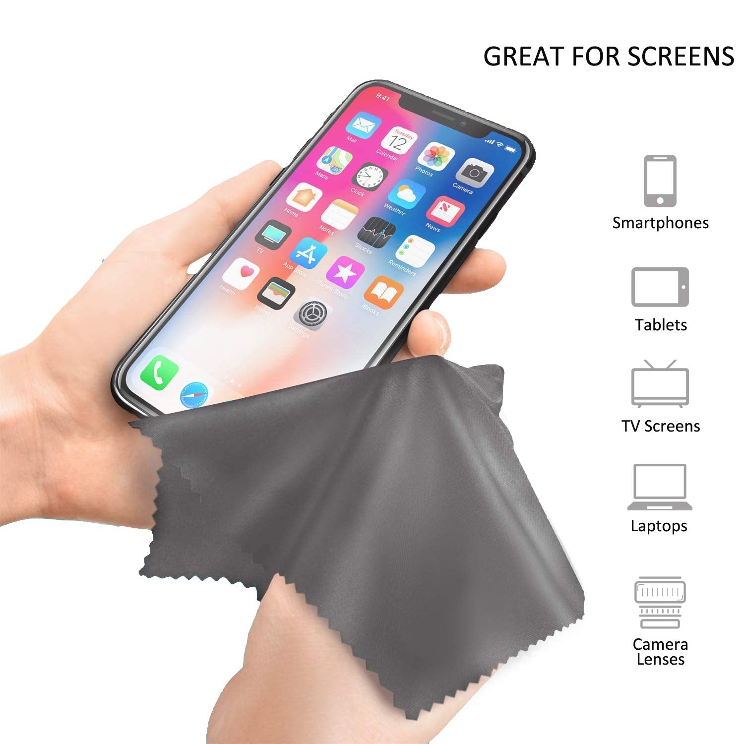 Cloths stored in protective pouches