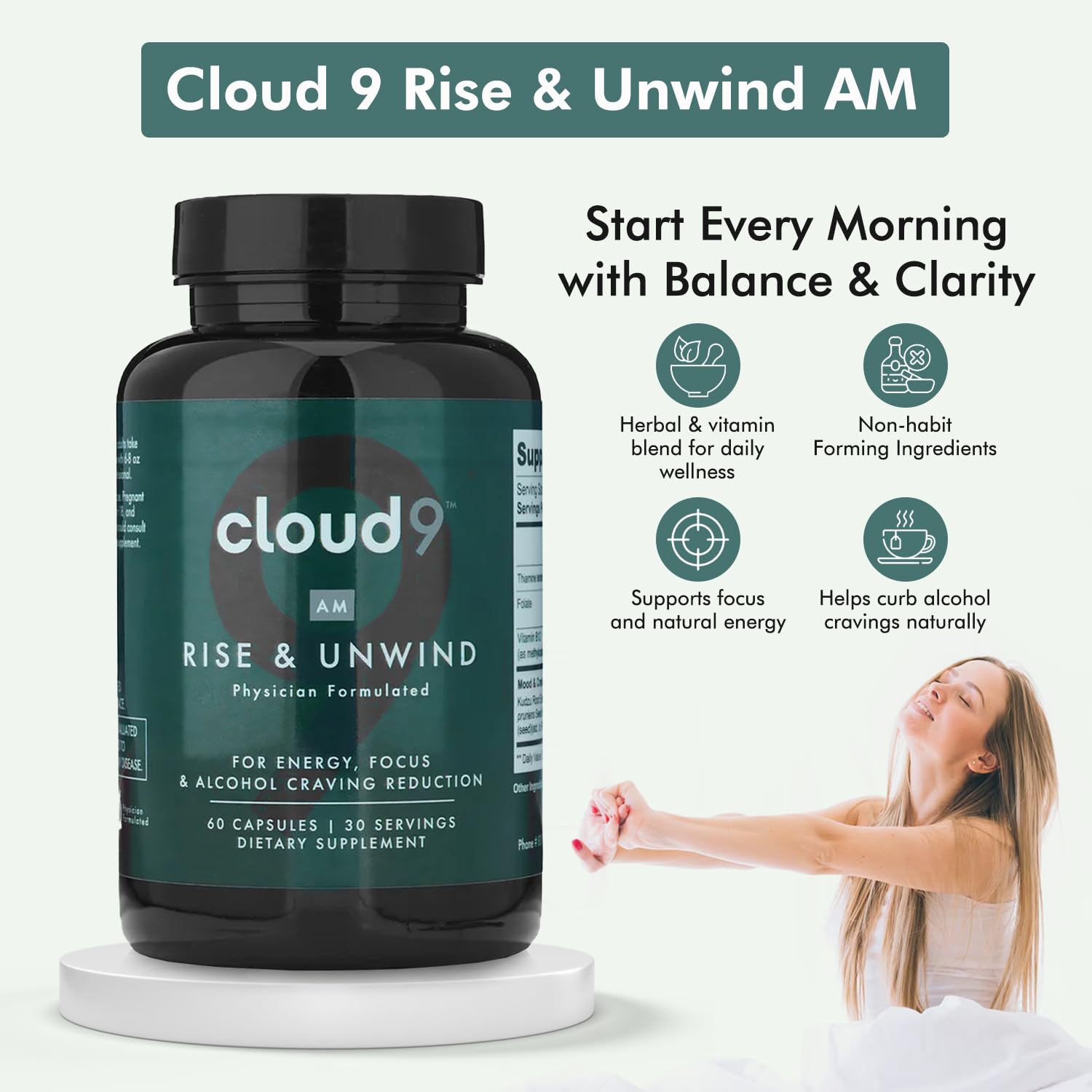Close-up of ingredients for Cloud9 Rise & Unwind AM