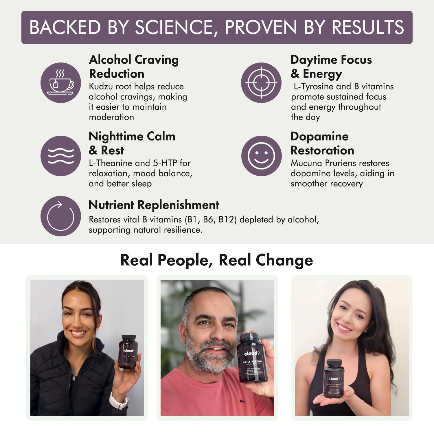 Nutrition facts label for Cloud9 Rise & Unwind PM