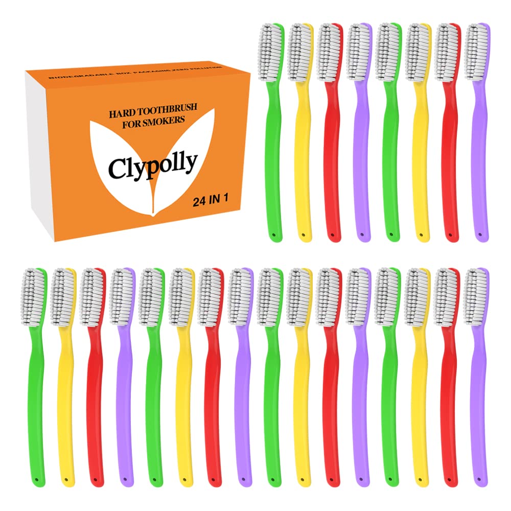 Close-up of stiff bristles on Clypolly toothbrush