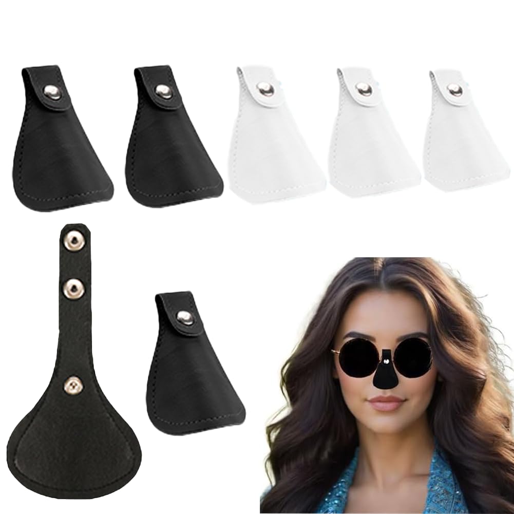 Six-piece large-size nose protectors for glasses in black and white