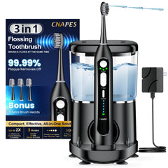 Cnapes 3-in-1 electric toothbrush with water flosser and travel case - front view