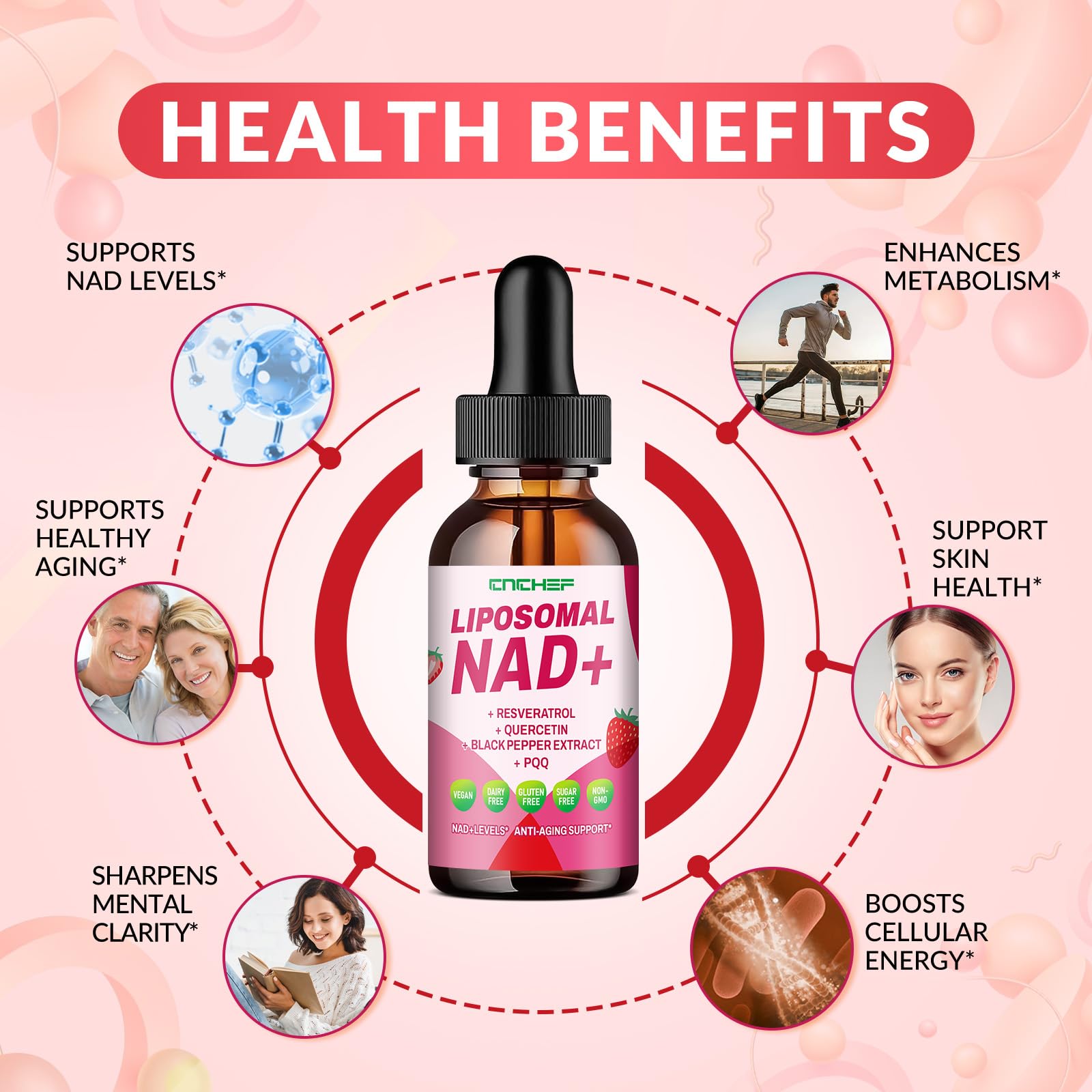 Ingredients close-up: Nicotinamide riboside and NAD+ liquid drops