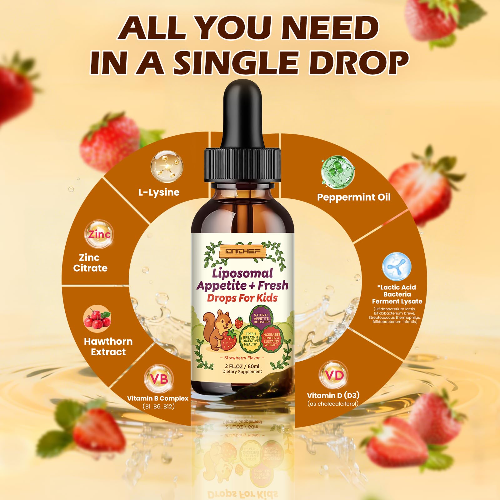 CNCHEF Strawberry flavor drops encourage easy mealtime routines.