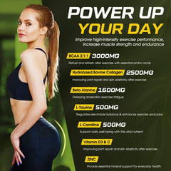 Ingredients: creatine monohydrate, hydrolysed collagen peptides, BCAAs