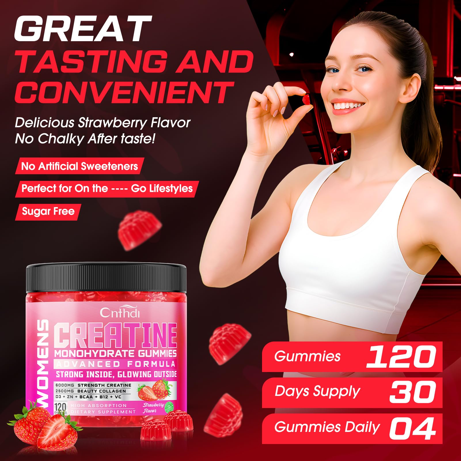 120-count bottle packaging of CNFHDI gummies for women