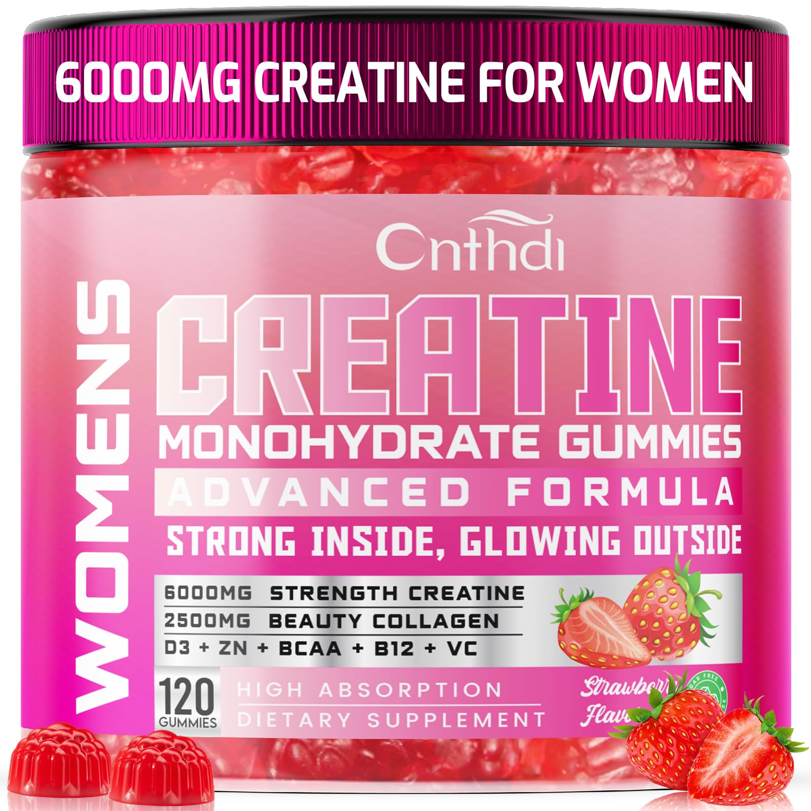 Front view of CNFHDI Creatine Monohydrate Gummies for Women bottle
