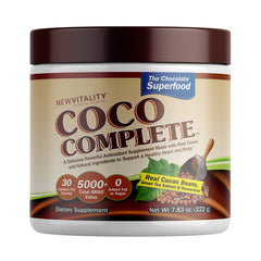 Coco Complete by New Vitality product bottle with chocolate flavor label