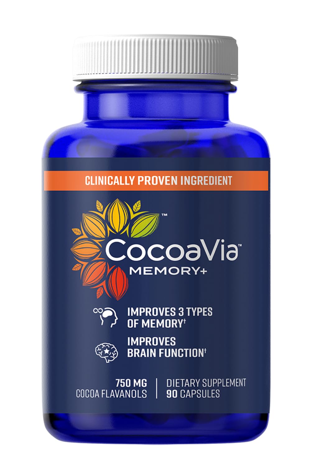 Bottle of CocoaVia Memory+ Memory and Brain Supplement