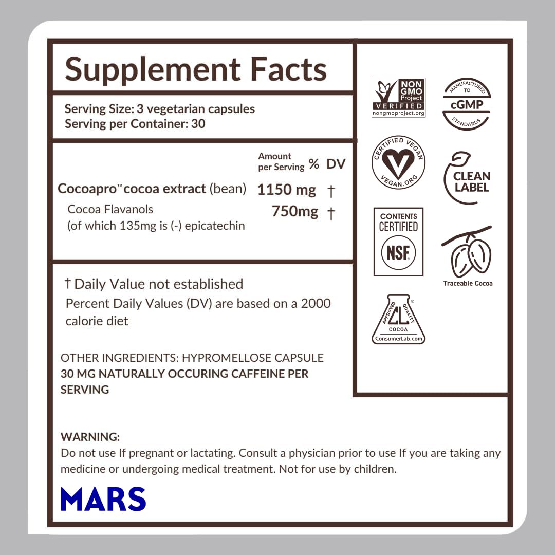 CocoaVia Memory+ product packaging and capsules inside a box.