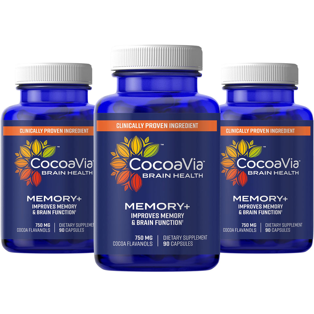 CocoaVia Memory+ packaging and bottle