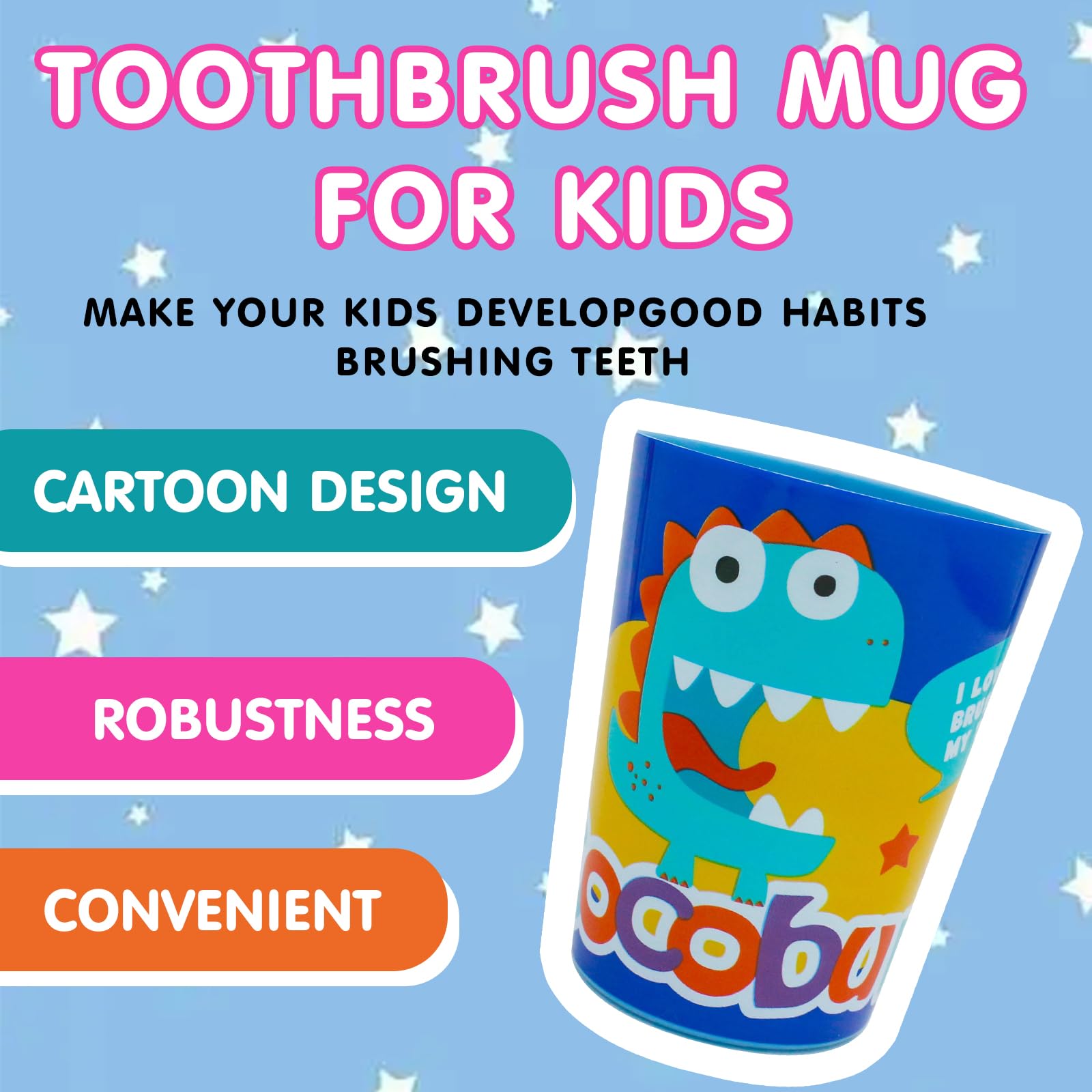 Ergonomic handle for little hands in COCOBURI Dinosaurs set