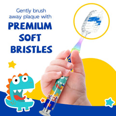 Toothbrush head showing LED light and 2-minute timer