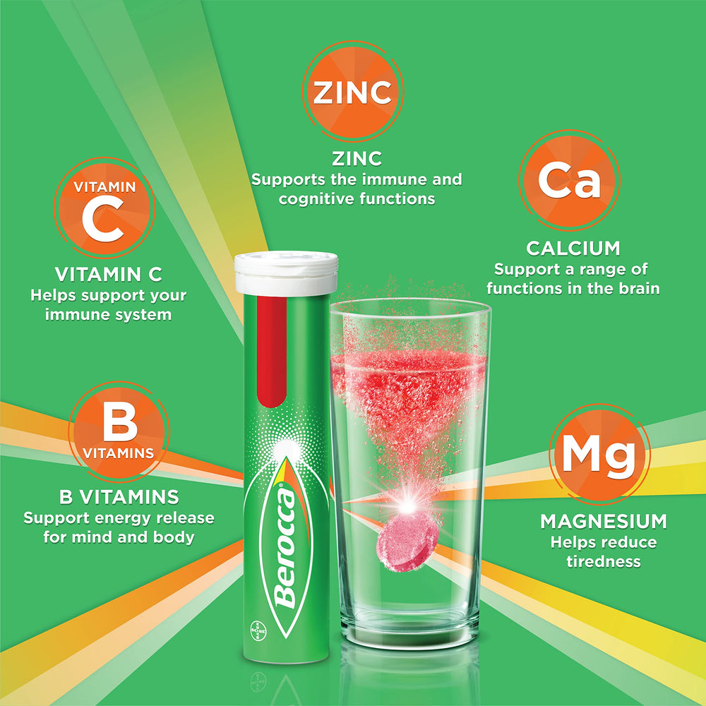 CoCoCherry Berocca nutrition ingredients list on packaging.