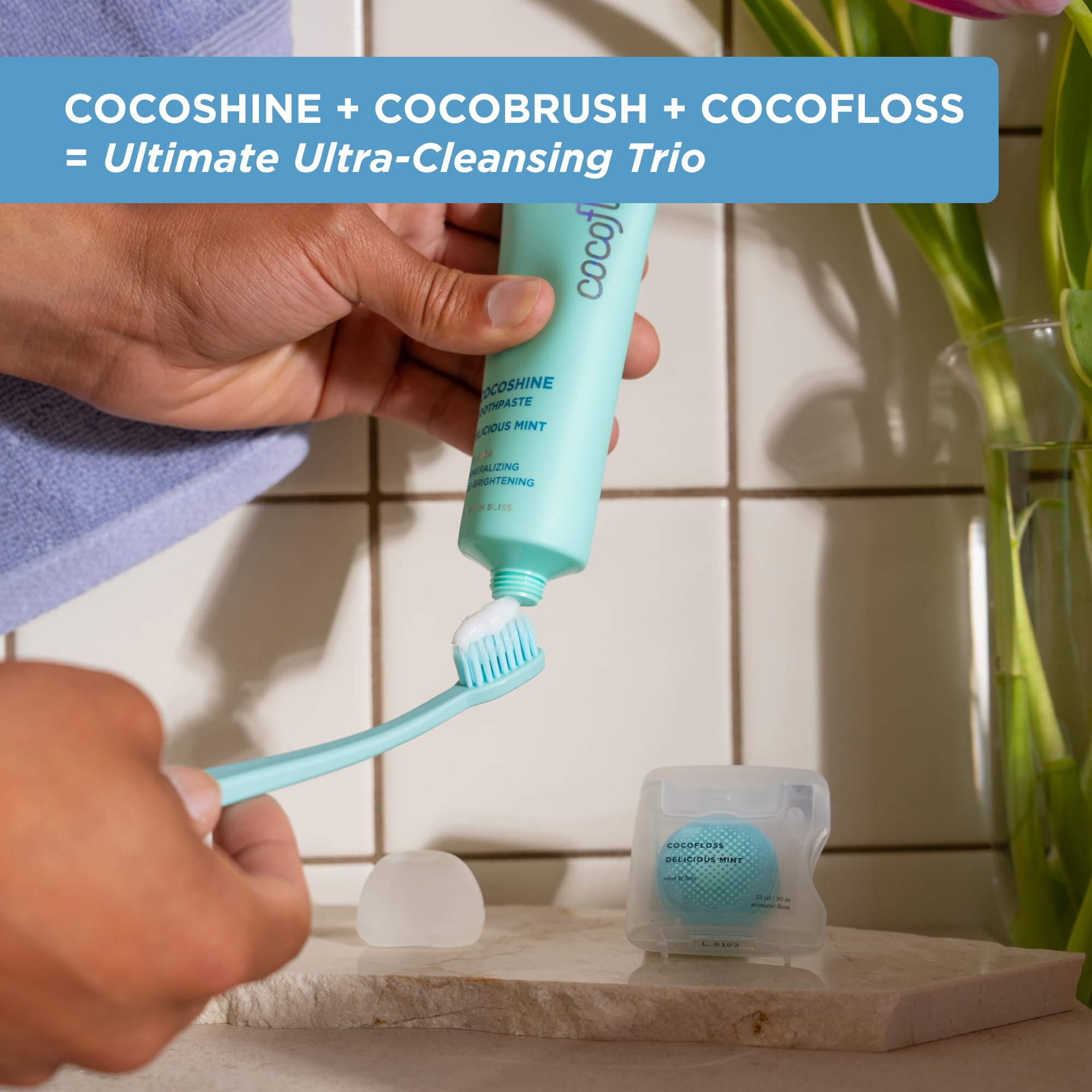 Close-up of Cocoshine toothpaste for sensitive teeth