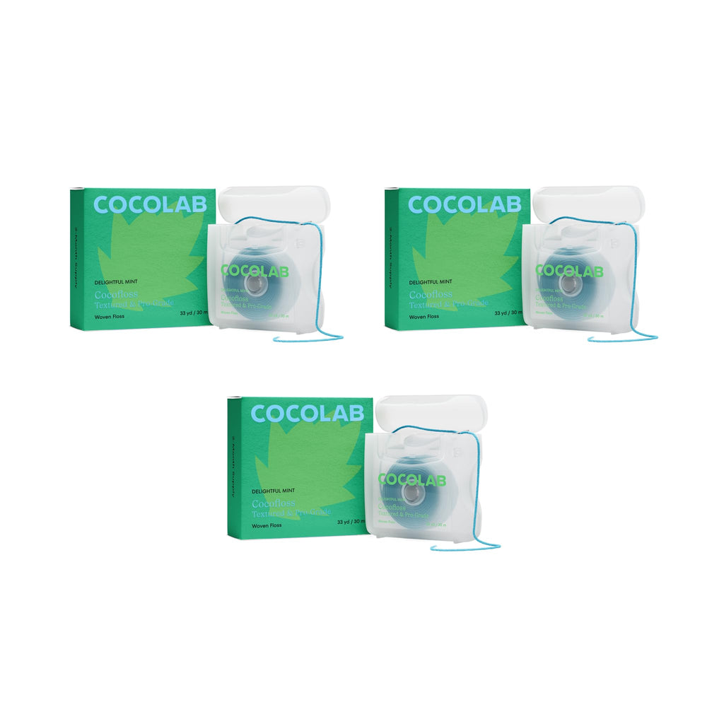 Cocofloss woven dental floss mint waxed expanding 33 yd packaging