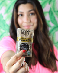 Hair care using coconut oil for shine and strength