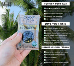 Travel sachets of coconut oil, 0.5 oz each, 15-count pack