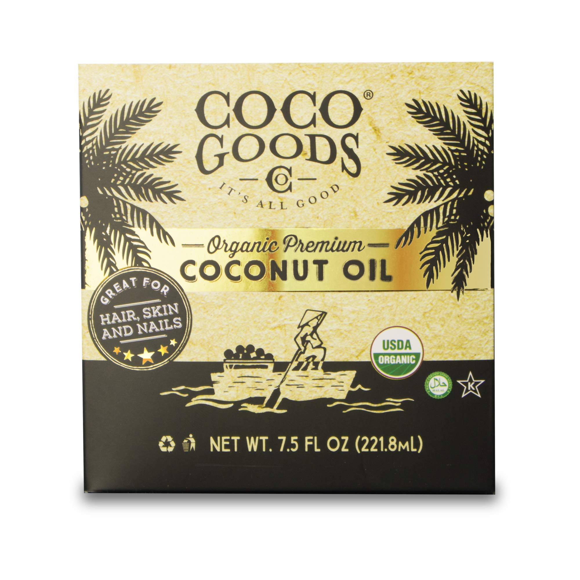 Bottle of CocoGoodsCo Vietnam single-origin organic coconut oil (centrifuge extracted)