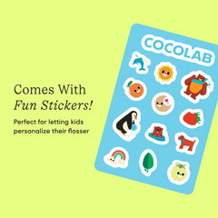 Sticker sheet included to personalize the flosser