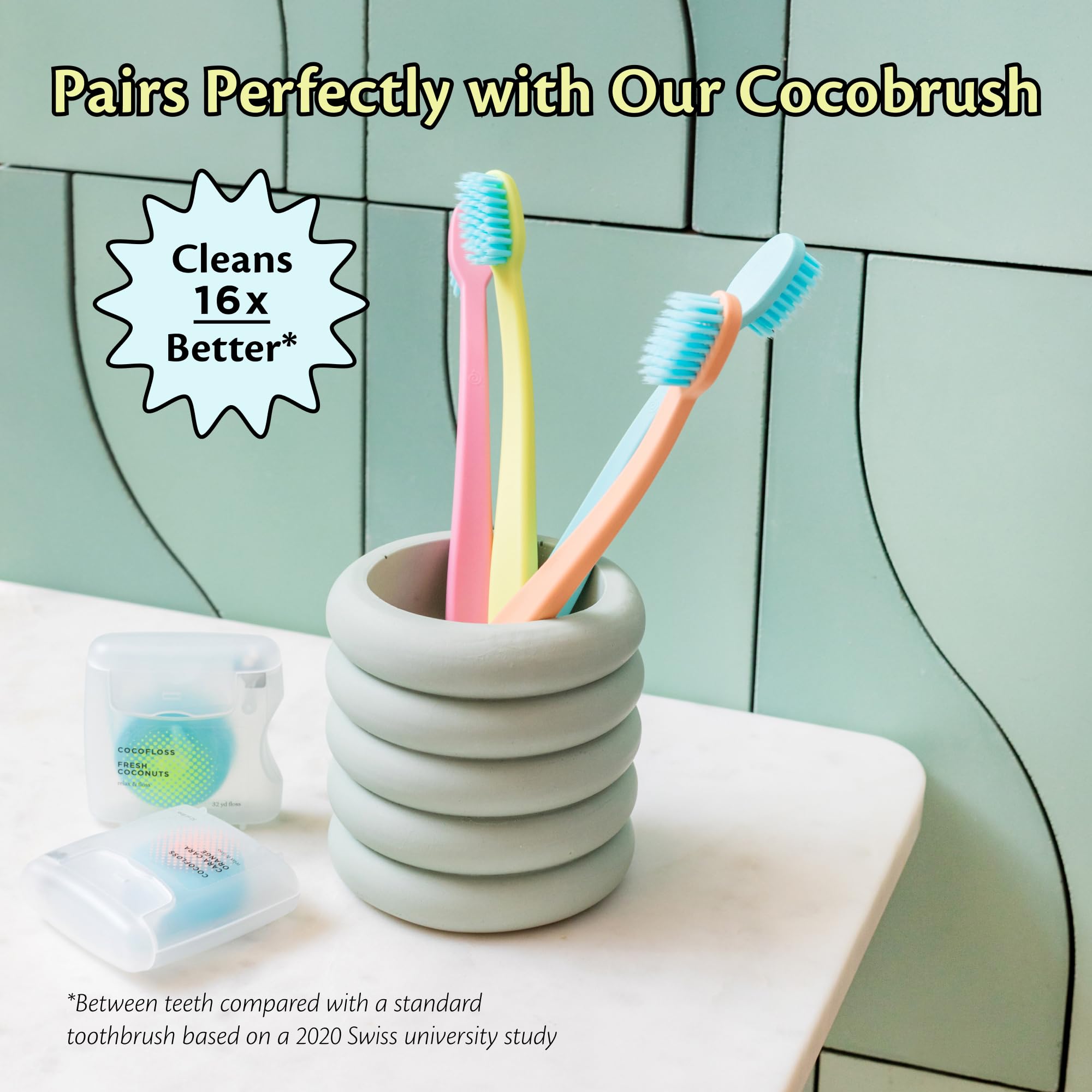 Floss demonstrating expandable net design for thorough plaque reach